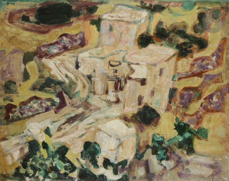 Alexandre Sasha GARBELL [russe] 
(1903-1970)
Israël, Safed, 1967
Huile sur toile.
Signée en haut à gauche.
Porte le timbre de l’atelier.
73 x 92 cm