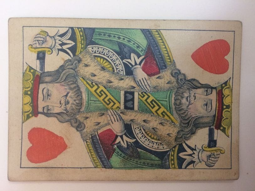 Jeu au portrait de fantaisie : anonyme, Belgique (?), c.1880 ; 52/52 cartes ; EM. 
