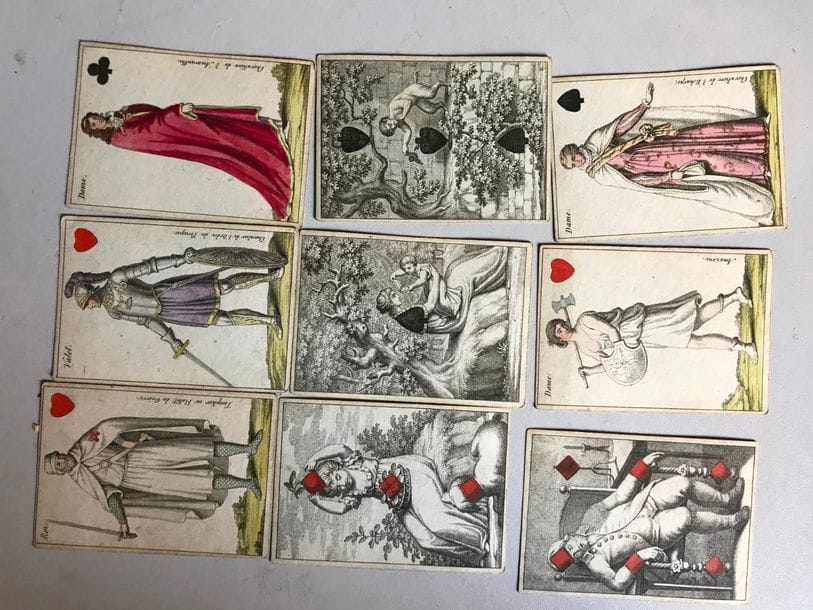 Cartes Almanach « chevaliers » : J.G. Cotta, Tübingen, 1811 ; 47/52 cartes ; Hoffmann 1968, p. 93-106 ; Field 1987, p. 38. BE. 