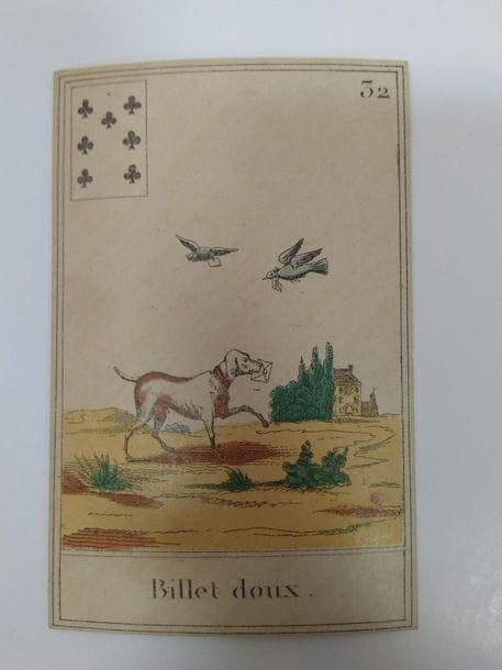 Le Livre du Destin : J. Gaudais, c.1870 ; 32/32 cartes ; gravure sur cuivre, pochoirs ; 110 x 71 mm ; dos écossais. BE. 