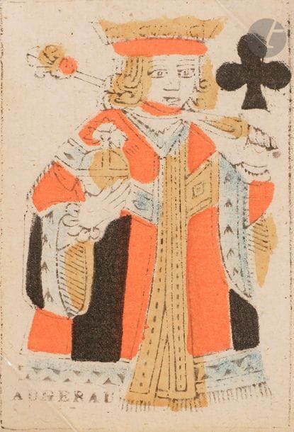 Portrait de Lyon, Augereau, fin XVIIIe s. ; 32/32 cartes ; au dos, éléments de bureau typo (dont une partie encadrée) (Expo Issy 1989, n° 1). BE. 