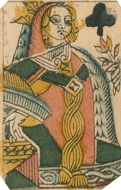 Portrait du Languedoc : Bernard, Béziers, 1734-40 ; 16/32 cartes (dont 12 fig.) ; 75 x 49 mm ; gravure sur bois et couleurs aux pochoirs ; dos blancs, certains avec lettres ms. EM. 