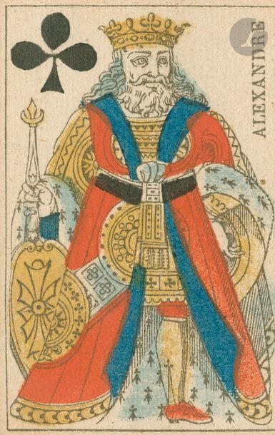 Portrait officiel en pied, type 1816 : anonyme France, 1820-30 ; 52/52 cartes ; dos jaunes paille ; filigr. fleur de lis. BE. 