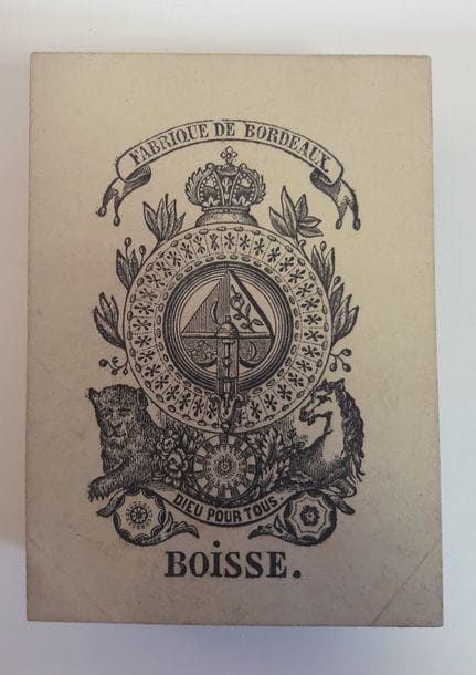Jeu au portrait anglais : Boisse, Bordeaux, c.1850 ; 52/52 cartes ; coins carrés. BE. 