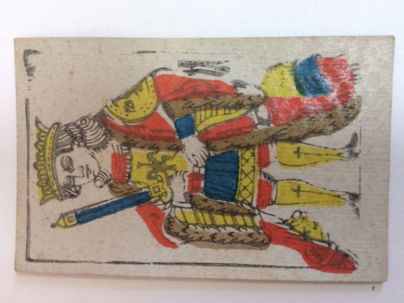 Aluette : Dieudonné aîné, Angers, c.1850 ? (Cary FRA 174) ; 48/48 cartes ; 86 x 55 mm ; opus incertum gris ; coins carrés. BE. 