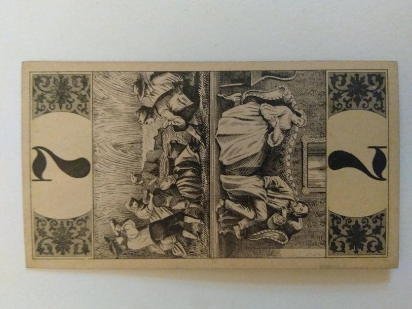 Tarot « bourgeois » : C.L. Wüst, Francfort a/M, c.1880 ; 78/78 cartes ; 109 x 59 mm ; dos écossais ; atouts en noir. BE. 