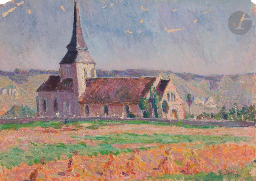 David Osipovitch WIDHOPFF (1867-1933)
Paysage
Huile sur papier.
Signée en bas à droite.
(Accidents)
38 x 54 cm

Давид Осипович ВИДГОПФ (1867-1933)
Пейзаж
Бумага, масло.
Подпись внизу справа.
38 х 54 см
Повреждения.