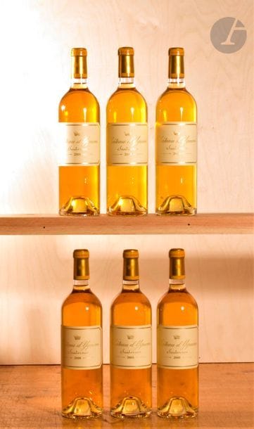 6 B CHÂTEAU D'YQUEM (Caisse Bois d'origine cerclée), C1 Supérieur Sauternes, 2008