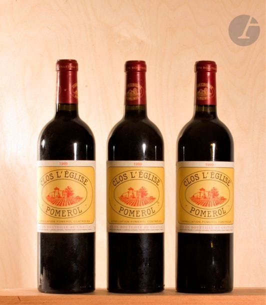 3 B CLOS L'ÉGLISE (e.l.s. dont 1 légèrement plissée), Pomerol, 1999