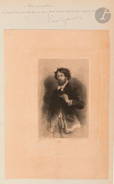 [GONCOURT (Edmond et Jules de)].
Paris Lundi, [Mardi, Mercredi, Jeudi, Vendredi, Samedi, Dimanche].
Paris, 20 octobre 1852-27 avril 1853. — 184 numéros de 2 feuillets in-folio, 433 x 312. Demi-maroquin rouge à coins, dos à nerfs, non rogné (reliure de l’époque).

Important recueil réunissant 184 numéros de la revue Paris, contenant tous les articles que les frères Goncourt ont écrits pour ce journal.
Cette publication quotidienne était un journal satirique sur le modèle du Charivari, mais purement littéraire, fondée par Pierre-Charles de Villedeuil, cousin des Goncourt. Les principaux collaborateurs étaient, outre les frères Goncourt, Alphonse Karr, Alexandre Dumas fils, Théodore de Banville, Aurélien Scholl, Henry Murger ou encore Xavier de Montépin. Elle ne parut qu’une année et chaque numéro était illustré d’une lithographie originale de Gavarni.
Cette revue est importante dans la présente collection car elle propose l’édition pré-originale de La Lorette des Goncourt, parue entre le 3 novembre 1852 et le 26 janvier 1853 ; le titre générique était alors Les lèpres modernes.
Les frères Goncourt stoppèrent leur collaboration à ce journal le 27 avril 1853 (n° 187). Nous avons donc ici quasiment tous les numéros depuis le 1 jusqu’au 187. Il ne manque que les numéros 28, 45 et 103. On y trouve 2 numéros 31 publiés le 19 novembre 1852, portant respectivement la mention « 1re » et « 2e Édition. » 
PRÉCIEUX EXEMPLAIRE D’EDMOND DE GONCOURT qui a inscrit sur la seconde garde blanche :
Mon exemplaire / / Contenant tous les articles que mon frère et moi avons écrit dans ce journal. / / Edmond de Goncourt
Sous cette note a été ajouté un autoportrait de Gavarni réalisé en 1845 et gravé sur acier par Adrien Nargeot. 
Légères fentes aux mors, frottements d’usage aux coiffes et aux coins. Pliures et déchirures sans manque au premier numéro.
Provenance : Edmond de Goncourt, avec note autographe.