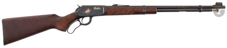 Carabine Winchester modèle 9422, « High grade Tribute 1 of 9422 », calibre 22 L.R. 
Canon de 56 cm
Finition bronzée, argentée et gravée. 
Longueur totale : 100 cm
Dans sa boîte. 
Catégorie C à déclarer. N°FTS1268.
LEGER COUP AU FUT