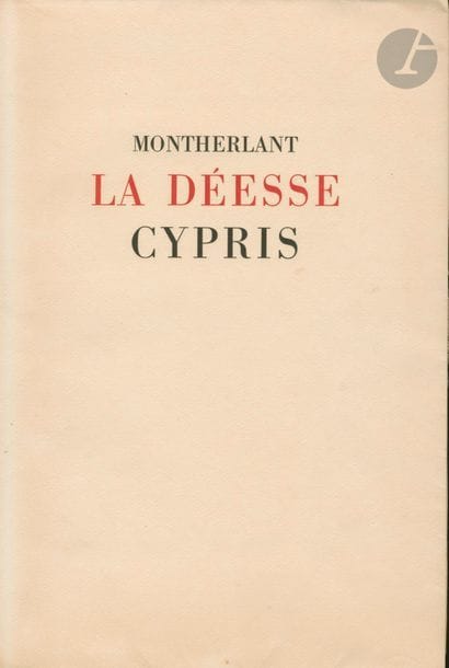 ALBIN-GUILLOT, LAURE (1879-1962)
DE MONTHERLANT, HENRI (1895-1972)
La déesse Cypris. 
Douze études de nus par Laure Albin-Guillot. 
Henri Colas & Rousseau Frères éditeurs, Paris - Bordeaux, 1946. 
In-folio (37 x 25 cm). Édition originale, en feuillets, limitée à 250 ex. sur vélin blanc des papeteries de Lana, ornée de douze héliogravures (36 x 24 cm avec les marges). Quelques menues rousseurs dans l’ouvrage. Couverture souple rempliée sous emboîtage (usures et salissures).