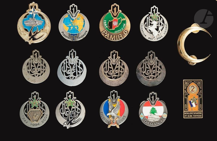 14 insignes - 1er RTA AFN 1942, Drago Ber, OFSI, locale EO et 1er Rt Béret, 7 Opex.