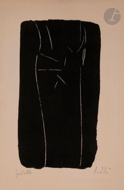 Olivier DEBRÉ (1920-1999)
Signe-personnage, 1958
Lithographie.
Épreuve sur vélin, justifiée « Épreuve d’artiste » et signée au crayon. Tirage à une dizaine d’épreuves.
Légère oxydation du feuillet.
50,3 x 33 cm

Bibliographie : 
Pernoud 313.