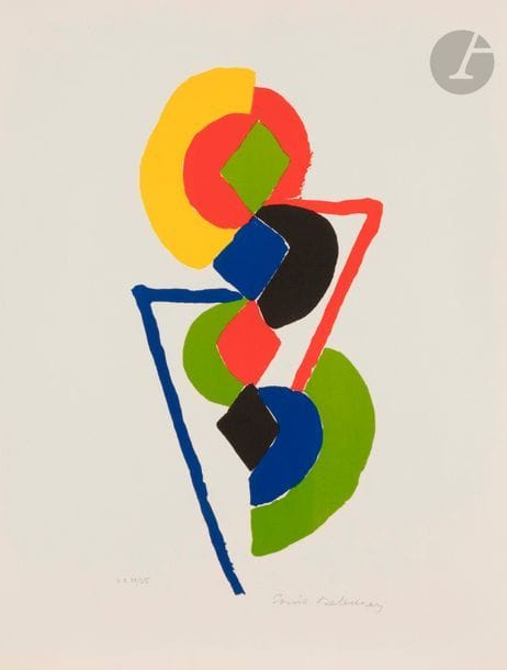 Sonia DELAUNAY-TERK (1885-1979)
Joker, 1959
Lithographie en couleurs.
Épreuve sur vélin, justifiée « H.C. », numérotée et signée au crayon.
65 x 50,5 cm