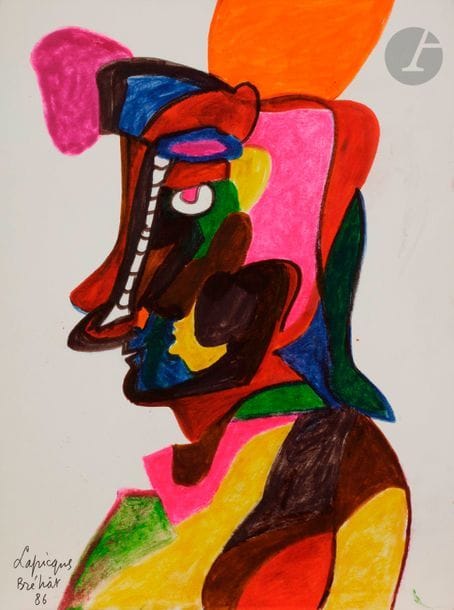 Charles LAPICQUE (1898-1988)
Le Pouvoir, 1986
Feutre de couleurs.
Signé et daté en bas à gauche.
40 x 30 cm