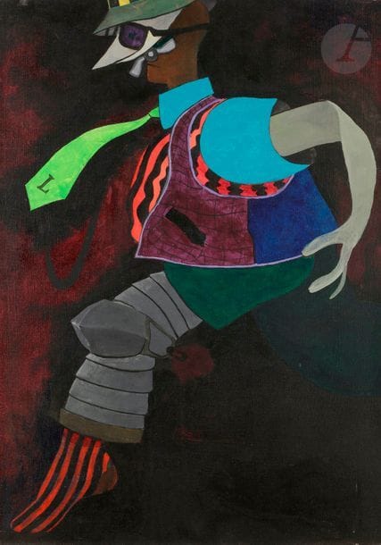 Juan Carlos AZNAR (1937-2003)
La Cravate
Huile sur toile.
Non signée.
92 x 65 cm

Exposition : 
Maison de la Culture du Havre (étiquette au dos).