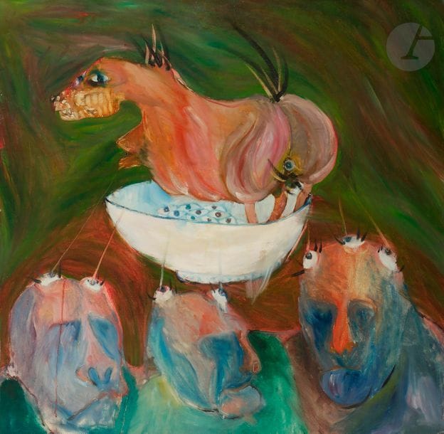 Juan BREYTEN (XXe)
Buying the mare
Huile sur toile.
Signée et titrée au dos.
86 x 90 cm

Provenance : 
Galerie 20, Arnhem, Pays-Bas.