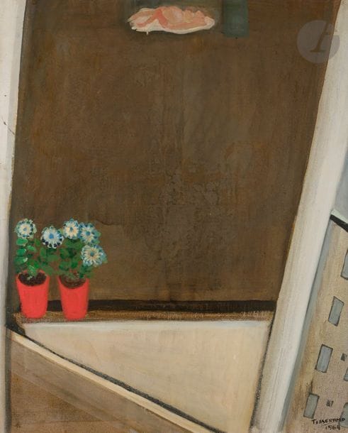 Gérard TISSERAND (1934-2010)
Nu à la fenêtre, 1964
Huile sur toile.
Signée et datée en bas à droite.
100 x 81 cm