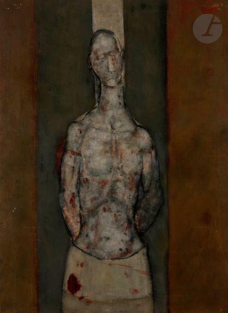 Paul RAMBIÉ (né en 1919)
Martyr, 1974
Huile sur panneau.
Signée en haut à droite.
Datée au dos.
(Usures).
100 x 73 cm
