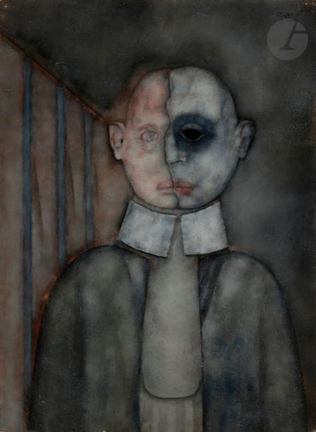 Paul RAMBIÉ (né en 1919)
Portrait d'homme, 1981
Huile sur isorel.
Signée en haut à droite.
Datée au dos.
73 x 54 cm