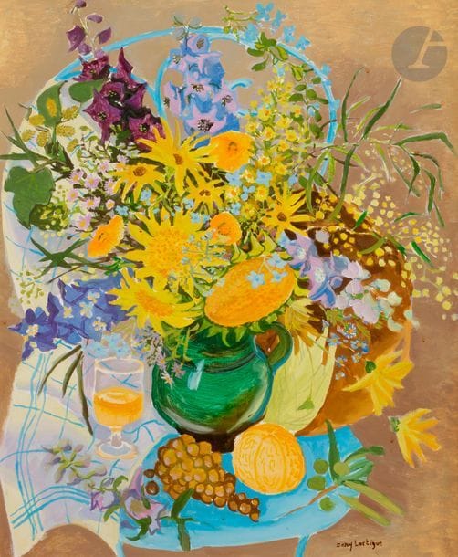 Dany LARTIGUE (1921-2017)
Tournesols et delphiniums
Huile sur toile.
Signée en bas à droite.
65 x 54 cm