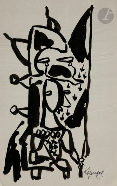 Charles LAPICQUE (1898-1988)
Études de personnages, vers 1955-56
2 encres de chine.
Signées en bas à droite.
44 x 28 cm chacune