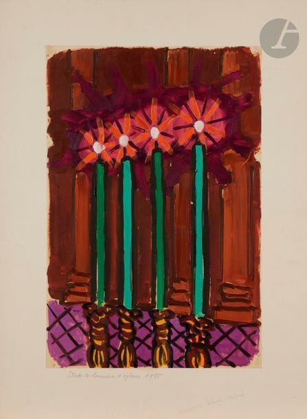 Charles LAPICQUE (1898-1988)
Études de lumières d'églises, 1955
Huile sur calque contrecollé sur carton.
Porte le timbre de l'atelier au dos du montage.
45.5 x 31 cm