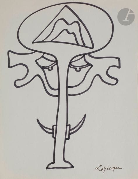 Charles LAPICQUE (1898-1988)
Le Médecin de famille - Colère rentrée - Le Petit coq - Masque tragique - L'Homme éléphant - Désolation, vers 1967-70
6 feutres noirs.
Portent le timbre de l'atelier.
Tous titrés au dos.
27 x 21 cm chacun