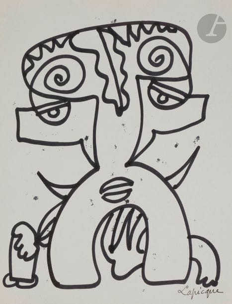 Charles LAPICQUE (1898-1988)
La Variole - Tatouage du méchant - Classé sous X - La Vengeance en attente - Joyeux, vers 1967-70
6 feutres.
Portent le timbre de l'atelier.
Trois datés.
Tous titrés au dos.
27 x 21 cm chacun