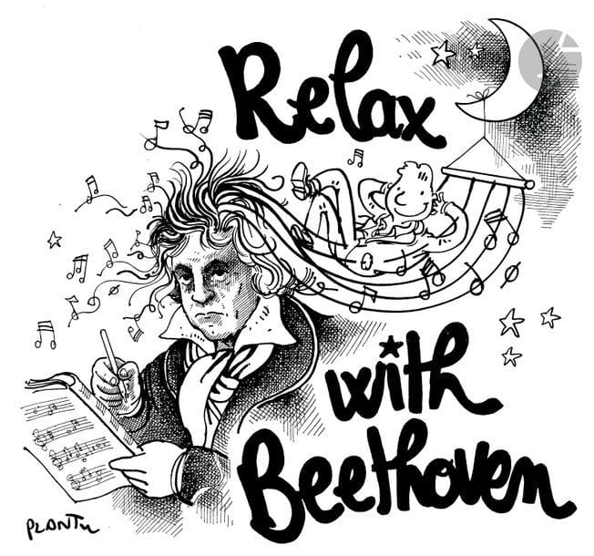 Jean Plantureux dit PLANTU (né en 1951)
Musique - Relax with Beethoven, octobre 1994
Encre et feutre.
Signée en bas à gauche.
29.5 x 21 cm

Joint : deux tirages en couleurs et en noir. 

Dessin réalisé pour une collection de CD chez ERATO.