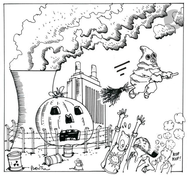 Jean Plantureux dit PLANTU (né en 1951)
Environnement - Pollution nucléaire, 10 octobre 2003
Feutre.
Signé en bas à gauche.
29.5 x 26 cm

Joint : le tirage couleur.