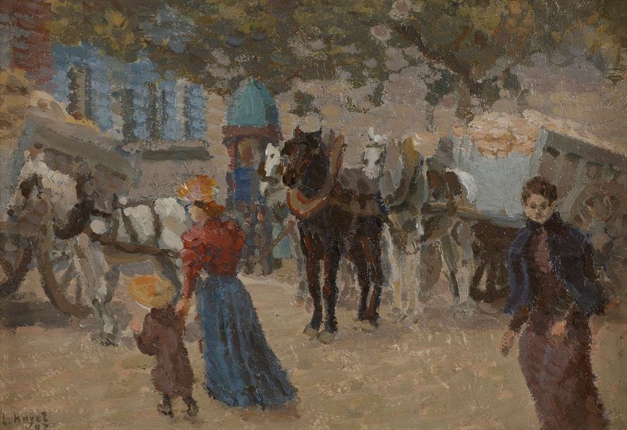 Louis HAYET (1864-1940)
Paris, rue animée, 1902
Huile sur carton.
Signée et datée en bas à gauche.
19 x 27 cm