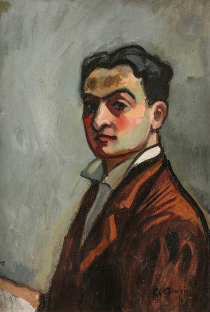 *Charles CAMOIN (1879-1965)
Autoportrait, 1910
Huile sur toile.
Signée en bas à droite.
(Découpée par l'artiste puis restaurée).
60 x 43 cm

Provenance : 
Collection M. Bouquet. Acquis auprès de ce dernier en 1958 par l'actuel propriétaire.

Expositions : 
- 80 Pittori da Renoir à Kisling, Galleria Civica d'Arte Moderna, Turin, 1964, pl. 78 (étiquette au dos).
- Valtat et ses amis, Musée de Besançon, août-septembre 1964, pl. 3, reproduit p. 32.
- Peintres de Montmartre et de Montparnasse, Musée Rath, Genève, 1965, pl. 43.
- 50 peintres de Renoir à Kisling, Musée de Tel Aviv, décembre 1964 - janvier 1965, pl. 46.
- 60 Maîtres de Renoir à Chagall de 1880 à 1930, Musée Galliera, Paris, septembre - octobre 1966 (étiquette au dos).
- Charles Camoin, Musée des Beaux-Arts Marseille, octobre - novembre 1966, n°15.
- Autour du Fauvisme, Valtat et ses amis, Palais des Beaux-Arts de Charleroi, 1968, n°11 (étiquette au dos).
- Charles Camoin, Abels Gemälde Galerie, Cologne, 1968 (étiquette au dos).
- Fauvism in de Europese Kunst: Tentoonstelling, Mechelen, Culturel Centrum Burgemeester Antoon Spinoy, 14 septembre - 16 novembre 1969 (étiquette au dos).
- Les Fauves au Salon d'Automne, Paris, 31 octobre - 2 décembre 1979, n°8.
- Manguin parmi les Fauves, Fondation Pierre Gianadda, Martigny, 4 juin - 4 août 1983, n°31, reproduit p. 81.
- Le Fauvisme des Provençaux, Musée de l'Annonciade, Saint-Tropez, 13 juillet - 1er octobre 1984.
- Charles Camoin, 1879-1965 : rétrospective, Fondation de l'Hermitage, Lausanne, puis Musée Cantini, Marseille, 27 juin - 5 octobre 1997, n°44, reproduit p. 116 (étiquette au dos).
- Le 12 rue Cortot, une cité d'artistes, Musée de Montmartre, Paris, 2005-2006.
- Camoin dans sa lumière, Musée Granet, Aix-en-Provence, 11 juin - 2 octobre 2016, reproduit sur le frontispice du catalogue.

Bibliographie : 
- Charles Chassé, Les Fauves et leur temps, Lausanne-Paris, La Bibliot