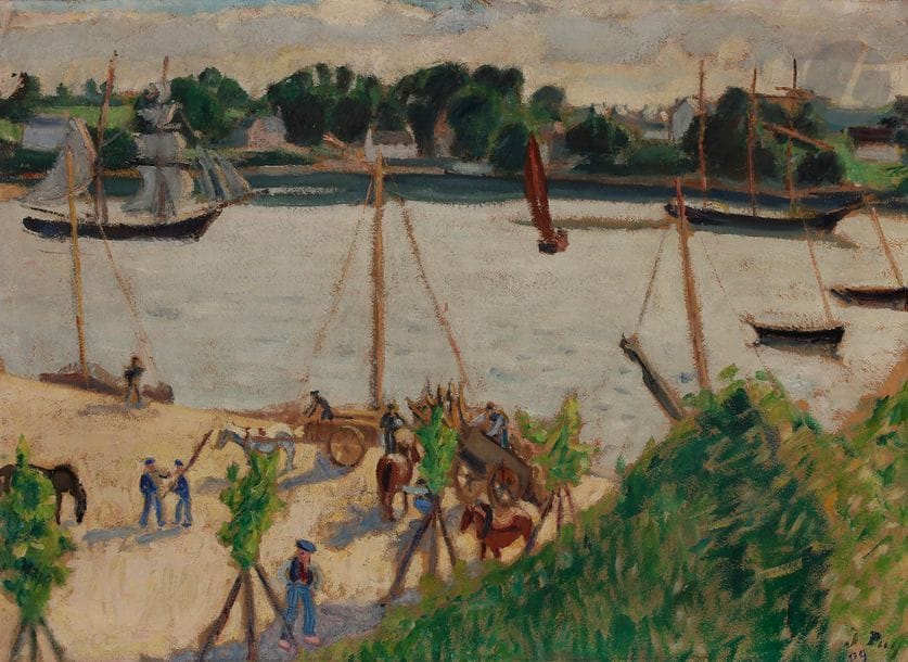 Jean PUY (1876-1960)
Bénodet, 1909
Huile sur papier contrecollée sur toile.
Signée en bas à droite.
Signée, datée et située au dos.
45 x 62 cm

Provenance : 
Vente Me Loudmer, Palais Galliera, Paris, 13 juin 1964. Acquis par l'actuel propriétaire lors de cette dernière.

Expositions : 
- Jean Puy, Musée du Petit Palais, Genève, 1977, n°20.
- Jean Puy, Le maître de Roanne, Musée du Petit Palais, Genève, 1994.
- Un Fauve en Bretagne, Jean Puy, Musée des Jacobins, Morlaix, n°33, reproduit p. 45.

Bibliographie : 
- Gaston Rochas, Oscar Ghez, Jean Puy, Genève, Éditions Petit Palais, 1977, n°20.
- Henri Belbéoch, René Le Bihan, 100 peintres en Bretagne, Quimper, Éditions Palantines, 1995, reproduit p. 185.