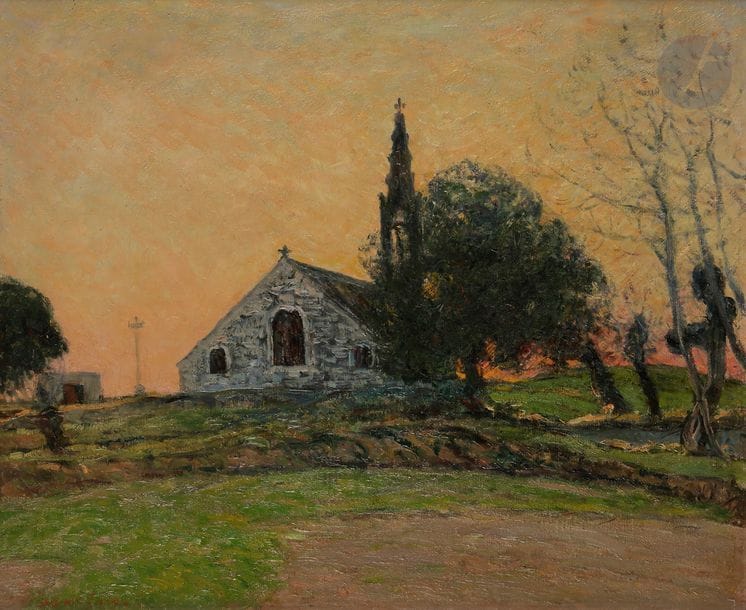 *Maxime MAUFRA (1861-1918)
Flamboiement du soir à Cadol, 1889 ou 1904
Huile sur toile.
Signée en bas à gauche.
60 x 73 cm

Provenance :
- Collection du Docteur Isabelle Gaboriau, 1943.
- Acquis par Durand-Ruel Paris auprès de cette dernière le 8 février 1943.
- Collection de M. et Mme Jean d'Alayer (Mme d'Alayer étant née Marie-Louise Durand-Ruel, petite-fille de Paul Durand-Ruel), le 6 juillet 1949.
- Vente de Me Blache, Versailles, le 13 mai 1964, n°67.
- Galerie Motte, Genève, le 10 juin 1967, n°350. Acquis par l'actuel propriétaire auprès celle-ci le 10 juin 1967.
 
Exposition :
Nabis et peintres de Pont-Aven, Musée du Petit Palais, du 17 juin au 31 octobre 1993, n°350.
 
Cette œuvre figurera dans le Catalogue critique de l'œuvre de Maxime Maufra actuellement en préparation par Madame Caroline Durand-Ruel Godfroy.