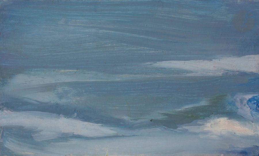 Olivier DEBRÉ (1920-1999)
Sognefjord gris, 1979
Huile sur toile.
Signée, datée et titrée au dos.
16 x 27 cm