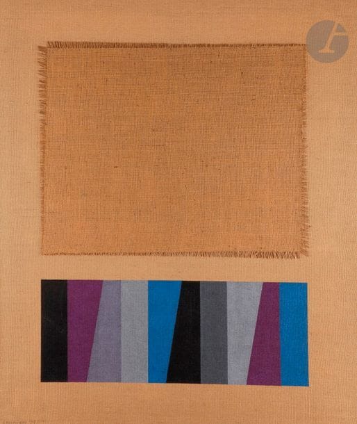 Jean LEPPIEN (1910-1991)
S/79 XVI (Prédelle), 1979
Huile et collage de toile sur toile.
Signée et datée en bas à gauche.
Signée et datée au dos.
116 x 89 cm

Exposition : 
Autour de Jean Leppien, Abstraction en France et en Italie 1945-1975, Les Musées de Strasbourg, 1999-2000, n° 239, reproduit p. 90.