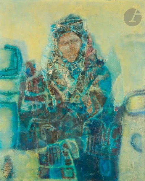 M’hamed ISSIAKHEM [algérien] (1928-1985)
Femme en bleu
Huile sur toile.
Signée en bas à droite.
92x73cm

Provenance :
Ancienne collection du Professeur X., Alger.