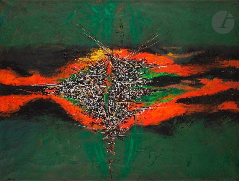 Iaroslav Sossountzov SERPAN [russe] (1922-1976)
Iyl, 1966
Huile sur toile.
Signée en bas à gauche.
Signée, datée et titrée au dos.
Numéroté « 715 » au dos par l’artiste.
(Petites restaurations).
89 x 116 cm

Provenance : 
Collection particulière, région parisienne. Acheté à Madame Serpan en 1989.