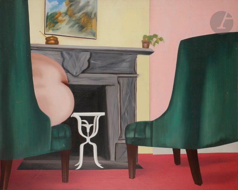 Antonio RECALCATI [italien] (né en 1938)
Intérieur américain, 1970-71
Huile sur toile.
Signée, datée et située « N.Y. City » au dos.
(Petits accidents et craquelures).
121 x 152 cm

Exposition : 
Antonio Recalcati, Intérieur américain, Musée d’Art Moderne de la Ville de Paris, 25 janvier - 27 février 1972, n° 25, reproduit au catalogue.