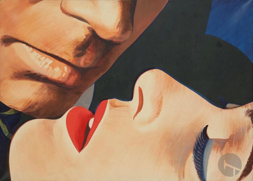 Bernard RANCILLAC (né en 1931)
Cinémonde n° 36 - Le Baiser, 1987
Acrylique sur toile.
Signée, datée et titrée au dos.
Annotée « J.P Aumont et Maria Mauban d’ap. Ekta Rivoire ».
65 x 92 cm
