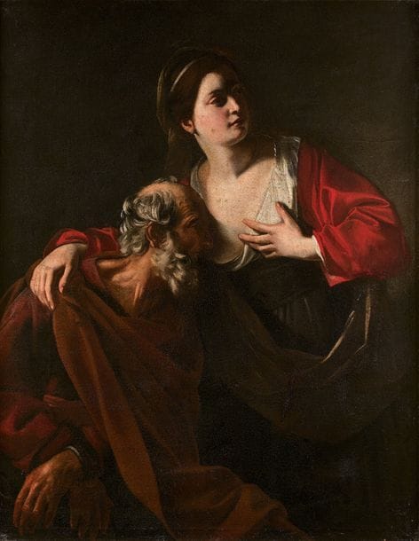 Nicolas TOURNIER
(Montbéliard 1590 - Toulouse 1639)
La Charité romaine
Toile.
Restaurations anciennes.
123 x 94 cm
La composition de cette toile s’inspire de la charité de Bartolomeo Manfredi conservée à la Galerie des Offices à Florence et datée de la seconde décennie du XVIIe siècle.