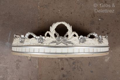 Pair of white lacquered and silvered wood...