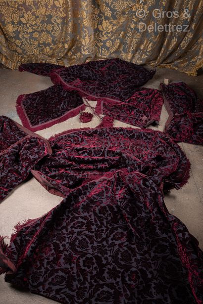 Decorative elements in red velvet with burgundy...