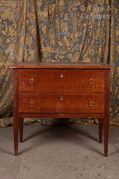 Rectangular varnished wood chest of drawers,...