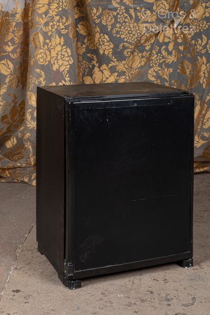 Pair of black lacquered refrigerator-mini...