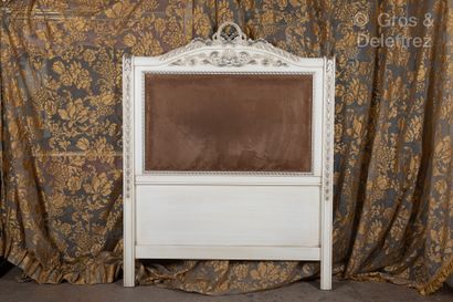 White and silver lacquered wood headboard...