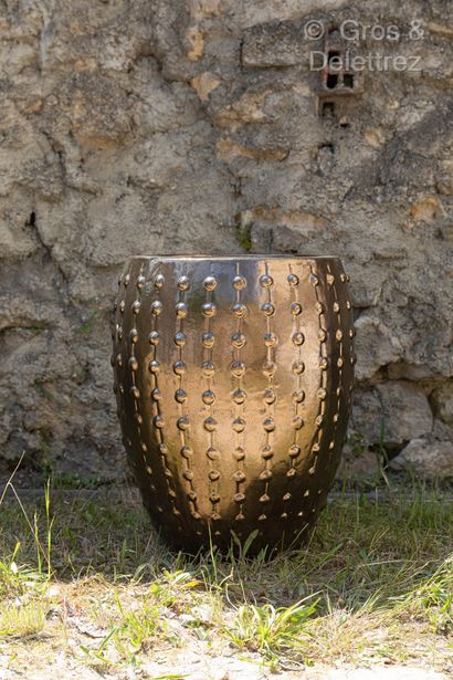 Pot d'extérieur en grès à couverture émaillée...