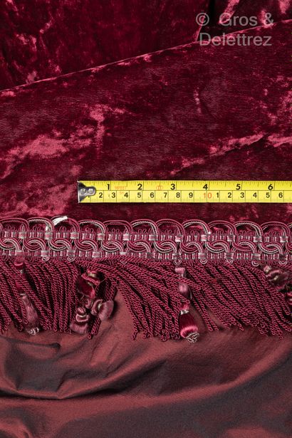 Set of two large red velvet curtains with...